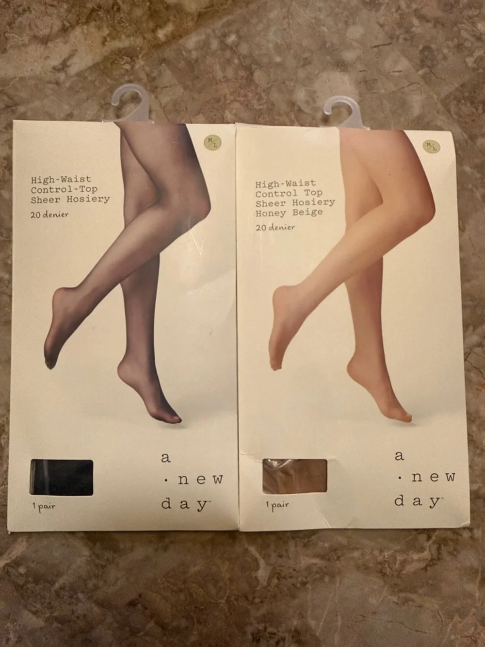 a new day Sheer Hosiery Duo - Black & Honey Beige